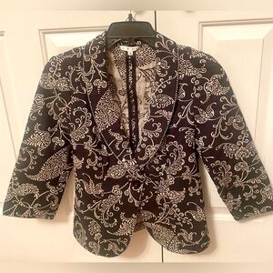 CAbi Black & Ivory "Eliza" Tapestry Brocade Blazer, Size 4
